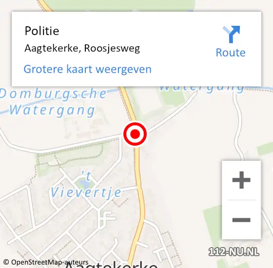 Locatie op kaart van de 112 melding: Politie Aagtekerke, Roosjesweg op 29 juni 2016 23:03