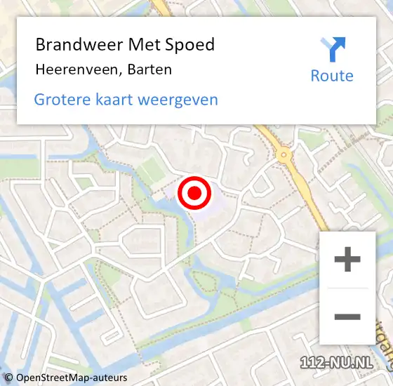 Locatie op kaart van de 112 melding: Brandweer Met Spoed Naar Heerenveen, Barten op 19 december 2013 17:56