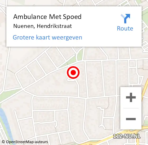 Locatie op kaart van de 112 melding: Ambulance Met Spoed Naar Nuenen, Hendrikstraat op 29 juni 2016 23:19