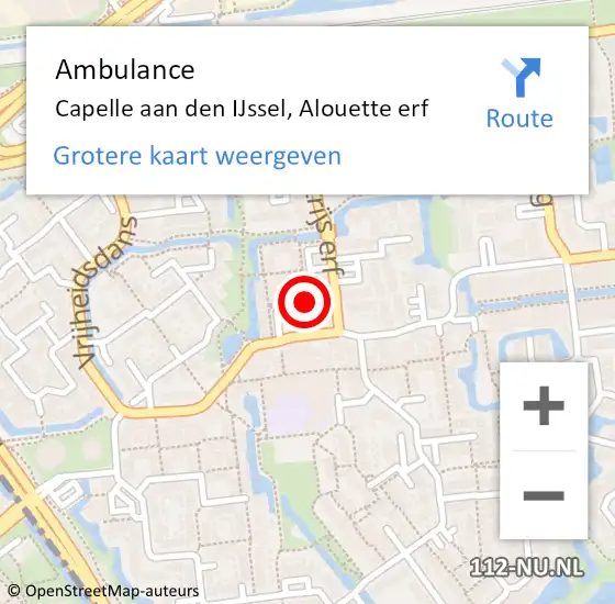 Locatie op kaart van de 112 melding: Ambulance Capelle aan den IJssel, Alouette erf op 30 juni 2016 00:47