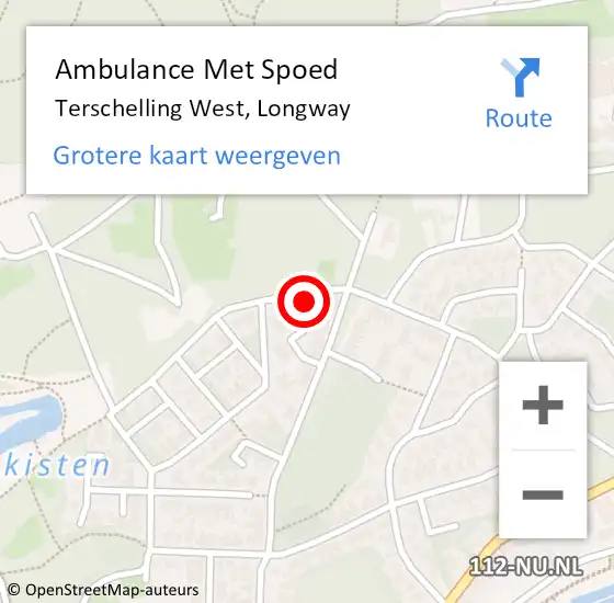 Locatie op kaart van de 112 melding: Ambulance Met Spoed Naar Terschelling West, Longway op 19 december 2013 18:04