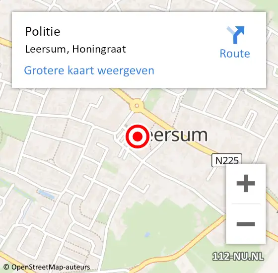 Locatie op kaart van de 112 melding: Politie Leersum, Honingraat op 30 juni 2016 02:11