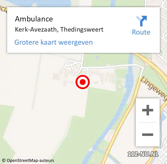 Locatie op kaart van de 112 melding: Ambulance Kerk-Avezaath, Thedingsweert op 30 juni 2016 02:18