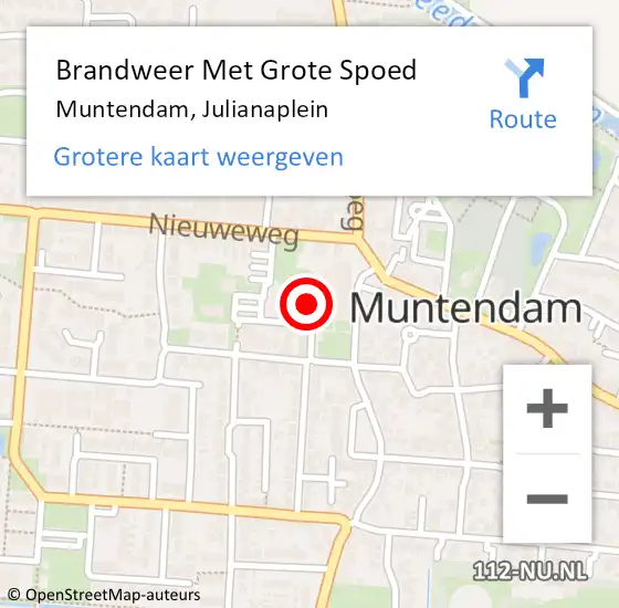 Locatie op kaart van de 112 melding: Brandweer Met Grote Spoed Naar Muntendam, Julianaplein op 30 juni 2016 02:43