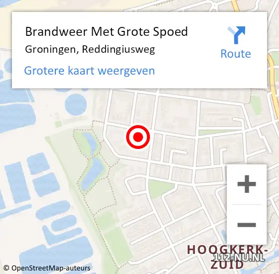 Locatie op kaart van de 112 melding: Brandweer Met Grote Spoed Naar Groningen, Reddingiusweg op 30 juni 2016 03:38