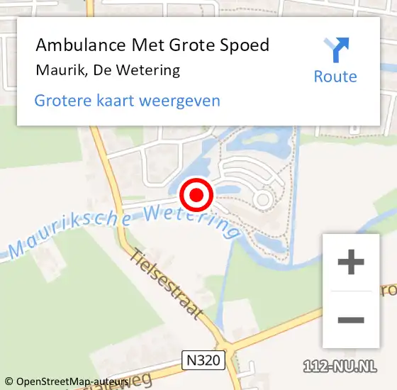 Locatie op kaart van de 112 melding: Ambulance Met Grote Spoed Naar Maurik, De Wetering op 19 december 2013 18:11