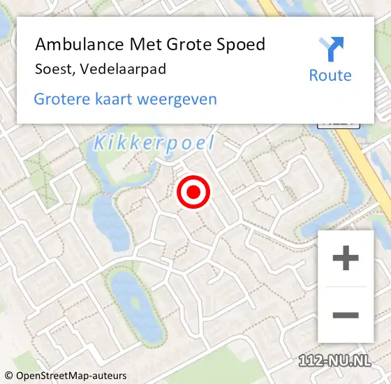 Locatie op kaart van de 112 melding: Ambulance Met Grote Spoed Naar Soest, Vedelaarpad op 30 juni 2016 06:49