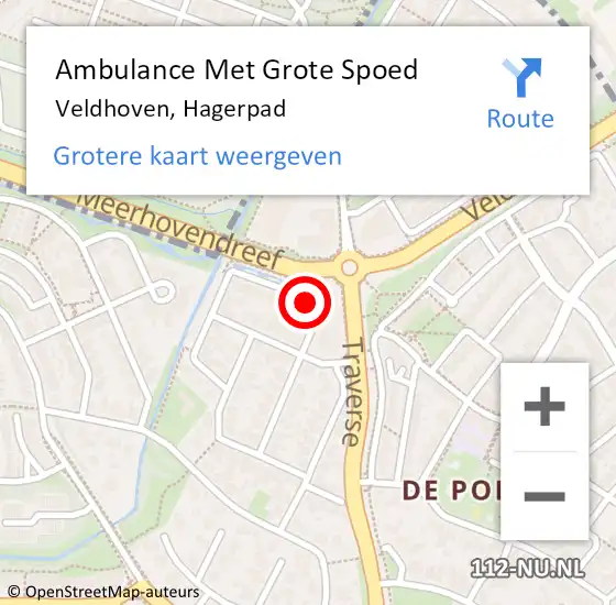 Locatie op kaart van de 112 melding: Ambulance Met Grote Spoed Naar Veldhoven, Hagerpad op 30 juni 2016 08:25