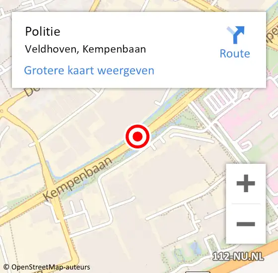 Locatie op kaart van de 112 melding: Politie Veldhoven, Kempenbaan op 30 juni 2016 11:31