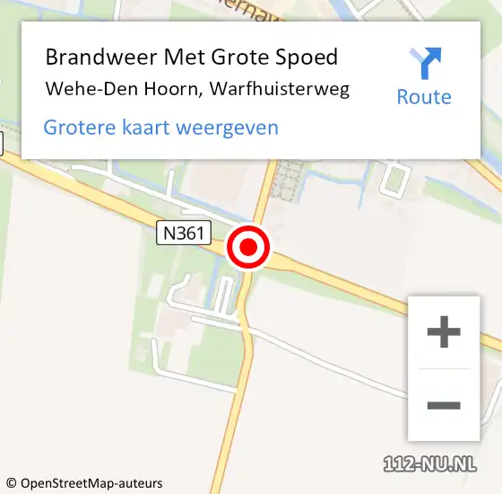 Locatie op kaart van de 112 melding: Brandweer Met Grote Spoed Naar Wehe-Den Hoorn, Warfhuisterweg op 30 juni 2016 14:01
