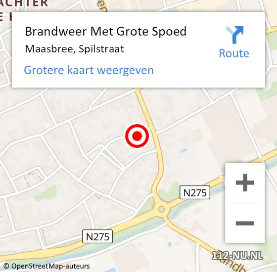 Locatie op kaart van de 112 melding: Brandweer Met Grote Spoed Naar Maasbree, Spilstraat op 30 juni 2016 14:16