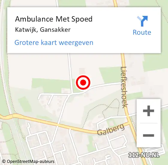 Locatie op kaart van de 112 melding: Ambulance Met Spoed Naar Katwijk, Gansakker op 30 juni 2016 14:34