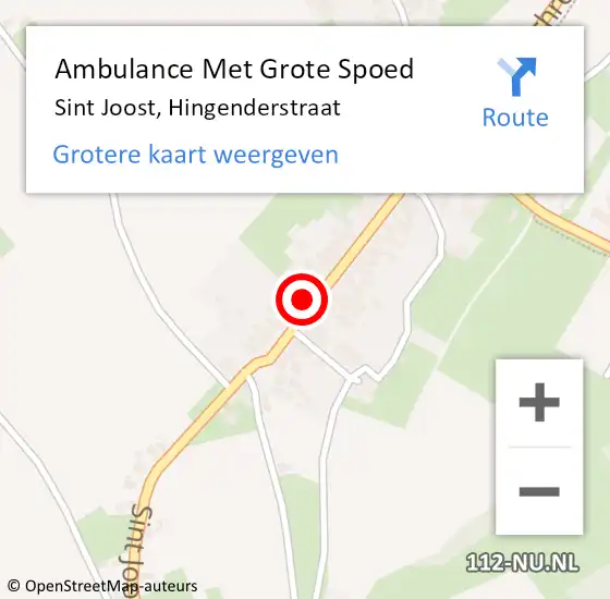 Locatie op kaart van de 112 melding: Ambulance Met Grote Spoed Naar Sint Joost, Hingenderstraat op 30 juni 2016 14:46