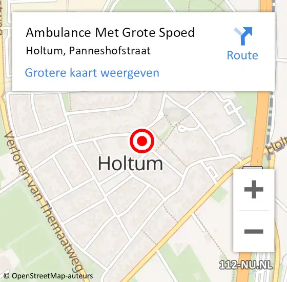 Locatie op kaart van de 112 melding: Ambulance Met Grote Spoed Naar Holtum, Panneshofstraat op 19 december 2013 19:02