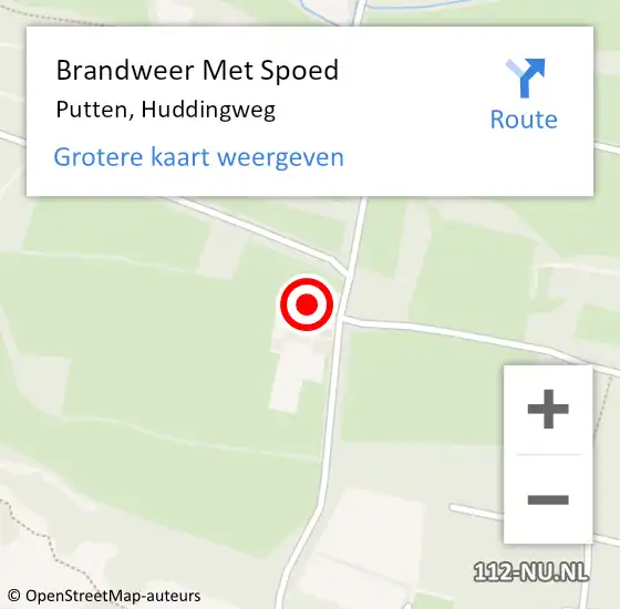 Locatie op kaart van de 112 melding: Brandweer Met Spoed Naar Putten, Huddingweg op 30 juni 2016 15:01