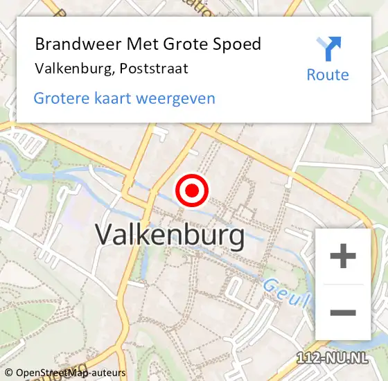 Locatie op kaart van de 112 melding: Brandweer Met Grote Spoed Naar Valkenburg, Poststraat op 30 juni 2016 15:25