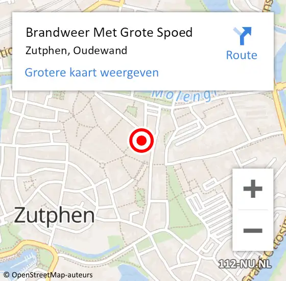 Locatie op kaart van de 112 melding: Brandweer Met Grote Spoed Naar Zutphen, Oudewand op 30 juni 2016 16:12