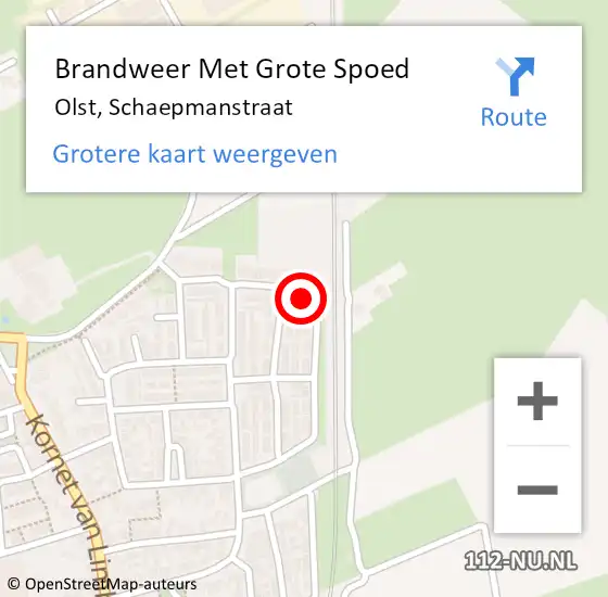 Locatie op kaart van de 112 melding: Brandweer Met Grote Spoed Naar Olst, Schaepmanstraat op 30 juni 2016 16:38