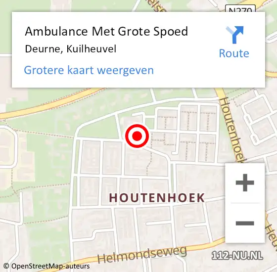 Locatie op kaart van de 112 melding: Ambulance Met Grote Spoed Naar Deurne, Kuilheuvel op 30 juni 2016 17:00