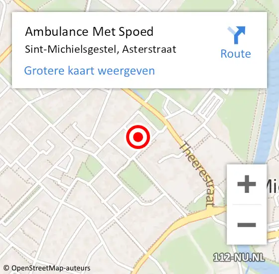 Locatie op kaart van de 112 melding: Ambulance Met Spoed Naar Sint-Michielsgestel, Asterstraat op 30 juni 2016 17:03