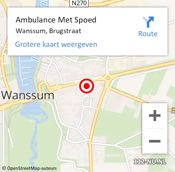 Locatie op kaart van de 112 melding: Ambulance Met Spoed Naar Wanssum, Brugstraat op 30 juni 2016 17:08