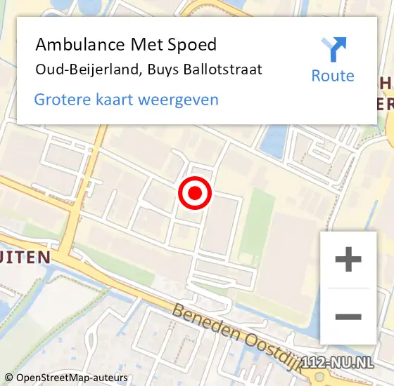 Locatie op kaart van de 112 melding: Ambulance Met Spoed Naar Oud-Beijerland, Buys Ballotstraat op 30 juni 2016 17:53