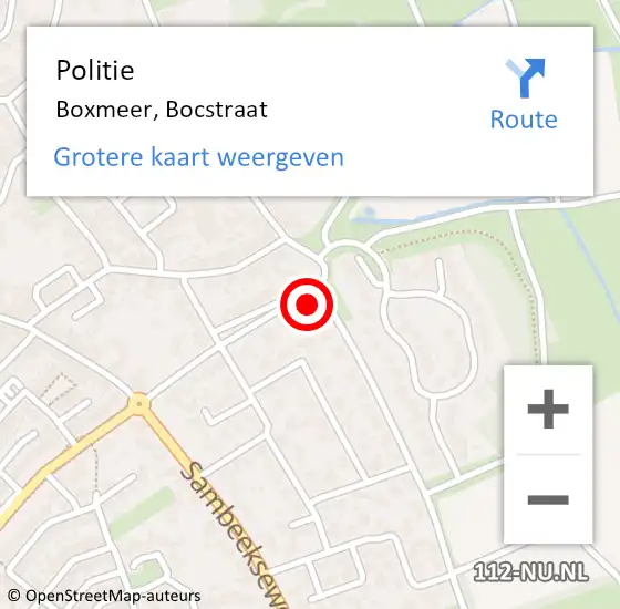 Locatie op kaart van de 112 melding: Politie Boxmeer, Bocstraat op 30 juni 2016 17:58