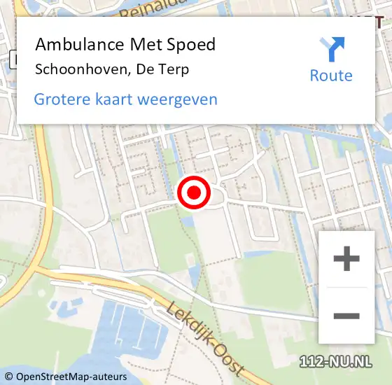 Locatie op kaart van de 112 melding: Ambulance Met Spoed Naar Schoonhoven, De Terp op 30 juni 2016 18:48