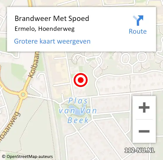 Locatie op kaart van de 112 melding: Brandweer Met Spoed Naar Ermelo, Hoenderweg op 30 juni 2016 19:10