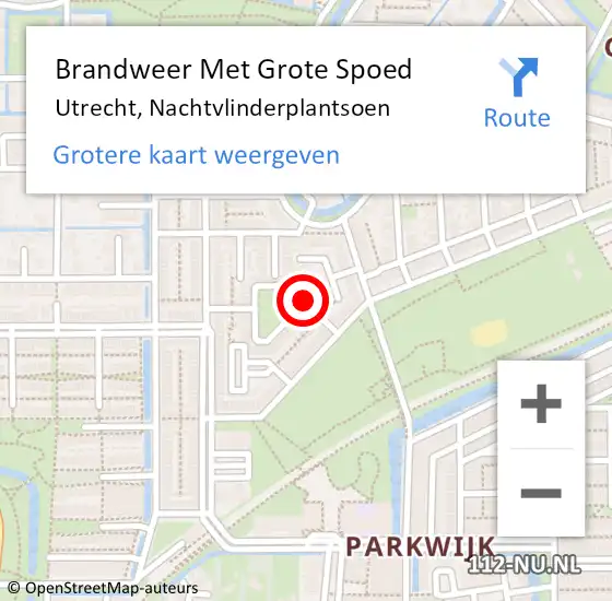 Locatie op kaart van de 112 melding: Brandweer Met Grote Spoed Naar Utrecht, Nachtvlinderplantsoen op 30 juni 2016 19:14