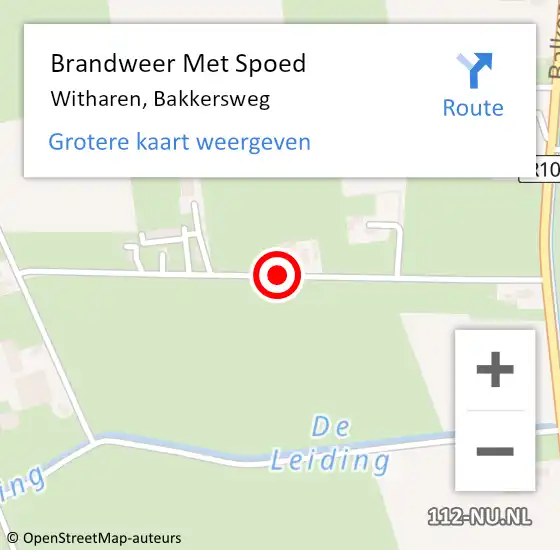 Locatie op kaart van de 112 melding: Brandweer Met Spoed Naar Witharen, Bakkersweg op 30 juni 2016 19:26