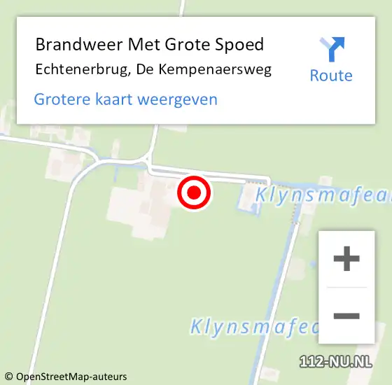 Locatie op kaart van de 112 melding: Brandweer Met Grote Spoed Naar Echtenerbrug, De Kempenaersweg op 30 juni 2016 19:39