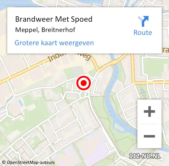 Locatie op kaart van de 112 melding: Brandweer Met Spoed Naar Meppel, Breitnerhof op 30 juni 2016 20:50