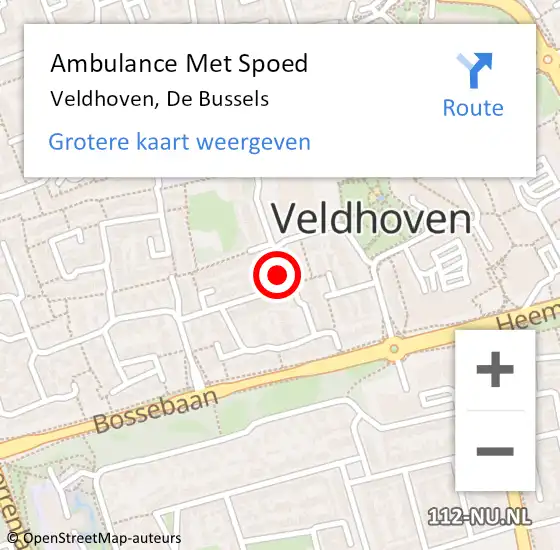 Locatie op kaart van de 112 melding: Ambulance Met Spoed Naar Veldhoven, De Bussels op 30 juni 2016 20:54