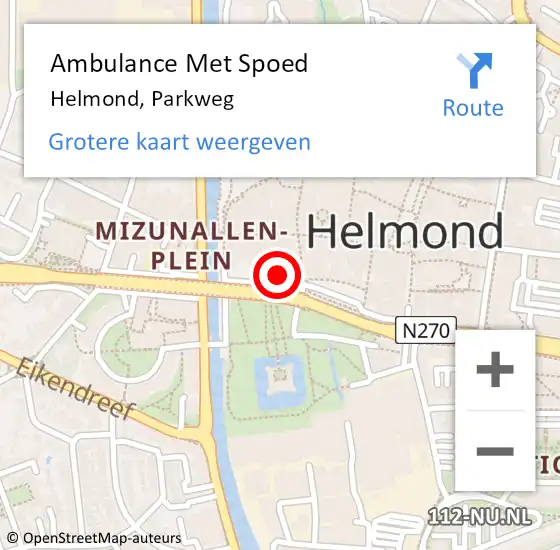 Locatie op kaart van de 112 melding: Ambulance Met Spoed Naar Helmond, Parkweg op 30 juni 2016 21:10