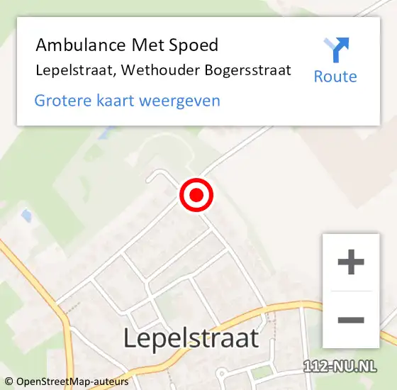 Locatie op kaart van de 112 melding: Ambulance Met Spoed Naar Lepelstraat, Wethouder Bogersstraat op 30 juni 2016 21:15