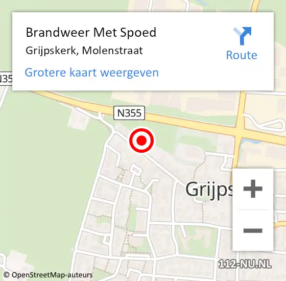 Locatie op kaart van de 112 melding: Brandweer Met Spoed Naar Grijpskerk, Molenstraat op 30 juni 2016 21:31