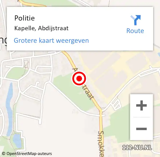 Locatie op kaart van de 112 melding: Politie Kapelle, Abdijstraat op 30 juni 2016 21:44