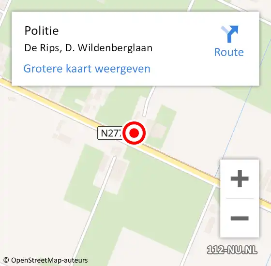 Locatie op kaart van de 112 melding: Politie De Rips, D. Wildenberglaan op 30 juni 2016 22:23