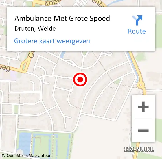 Locatie op kaart van de 112 melding: Ambulance Met Grote Spoed Naar Druten, Weide op 30 juni 2016 23:26