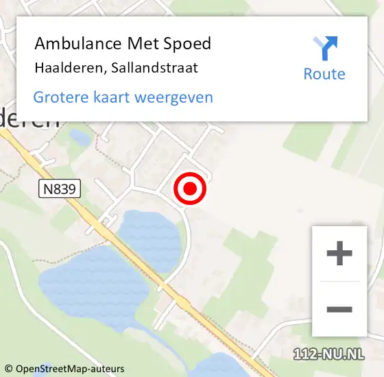 Locatie op kaart van de 112 melding: Ambulance Met Spoed Naar Haalderen, Sallandstraat op 30 juni 2016 23:40