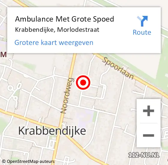 Locatie op kaart van de 112 melding: Ambulance Met Grote Spoed Naar Krabbendijke, Morlodestraat op 1 juli 2016 01:37