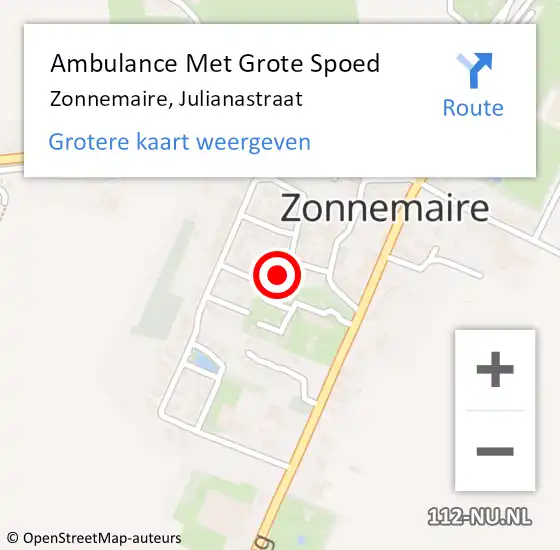 Locatie op kaart van de 112 melding: Ambulance Met Grote Spoed Naar Zonnemaire, Julianastraat op 19 december 2013 20:13