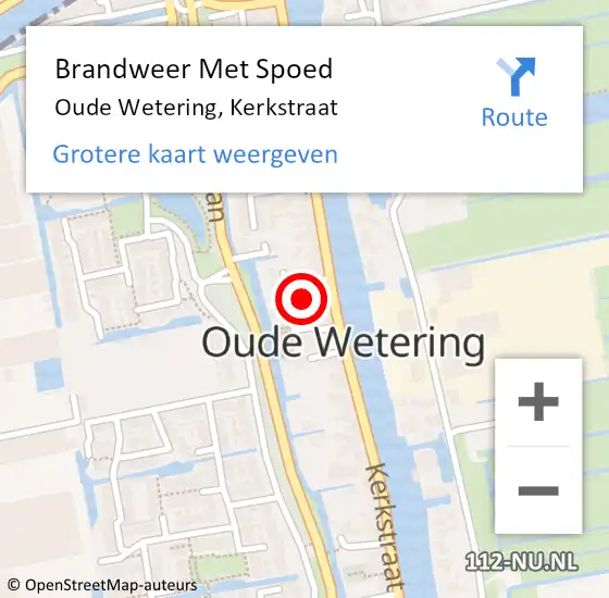 Locatie op kaart van de 112 melding: Brandweer Met Spoed Naar Oude Wetering, Kerkstraat op 1 juli 2016 08:11