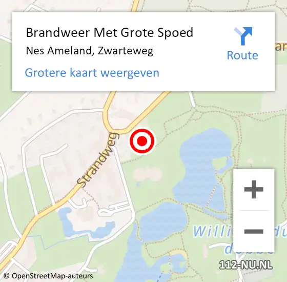 Locatie op kaart van de 112 melding: Brandweer Met Grote Spoed Naar Nes Ameland, Zwarteweg op 1 juli 2016 08:33