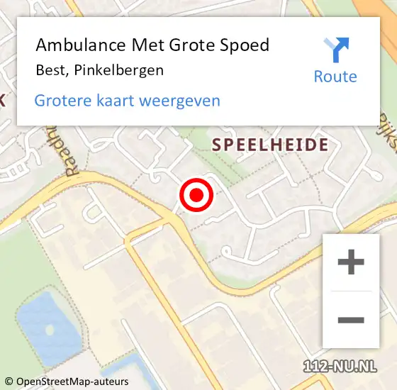 Locatie op kaart van de 112 melding: Ambulance Met Grote Spoed Naar Best, Pinkelbergen op 1 juli 2016 08:42