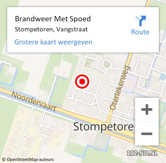 Locatie op kaart van de 112 melding: Brandweer Met Spoed Naar Stompetoren, Vangstraat op 1 juli 2016 08:47