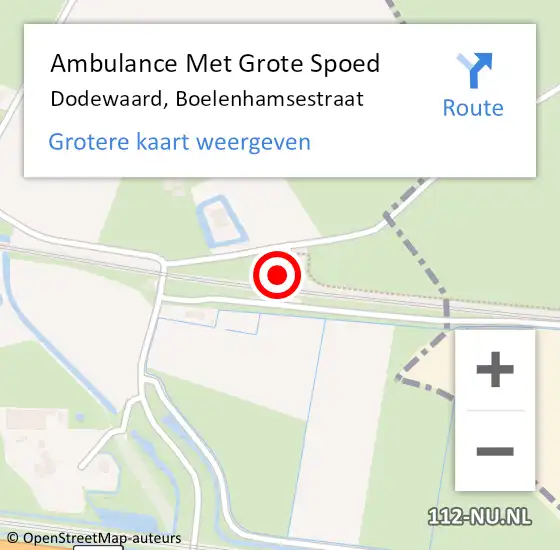 Locatie op kaart van de 112 melding: Ambulance Met Grote Spoed Naar Dodewaard, Boelenhamsestraat op 1 juli 2016 09:34
