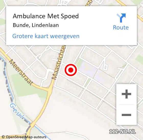 Locatie op kaart van de 112 melding: Ambulance Met Spoed Naar Bunde, Lindenlaan op 19 december 2013 20:32