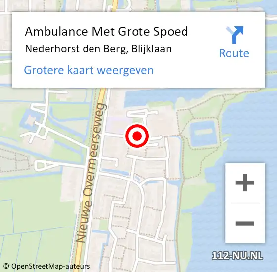 Locatie op kaart van de 112 melding: Ambulance Met Grote Spoed Naar Nederhorst den Berg, Blijklaan op 19 december 2013 20:35